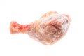 Frozen raw chicken leg meat isolated on white. Royalty Free Stock Photo