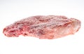 Frozen raw pork neck chops meat steak isolated on white. Royalty Free Stock Photo