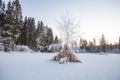 The frozen Razderikha river. Lobnya, Russia Royalty Free Stock Photo