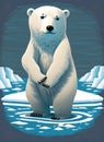 a polar bear standing on an ice floer , vector graphic illustration Royalty Free Stock Photo