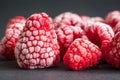 frozen red raspberries background closeup Royalty Free Stock Photo