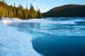 Frozen Reflection Lake at sunrise, Mount Rainier National Park Royalty Free Stock Photo