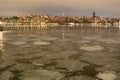 The frozen Riddarfjarden at winter. Stockholm. Sweden Royalty Free Stock Photo