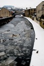 A Frozen River Aire, Skipton Royalty Free Stock Photo
