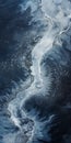 Frozen River Bends: Aerial View Of Stormy Ocean In Drip Painting Style Royalty Free Stock Photo
