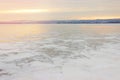 Frozen River and distant mountains Royalty Free Stock Photo