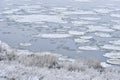 Frozen river ice floes