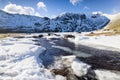 Frozen river, Lake District, UK. Royalty Free Stock Photo