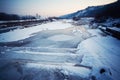 Frozen river landscape Royalty Free Stock Photo