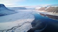 Frozen River Reflection: Aerial View Of Arctic Fjord In Manhattan Beach