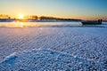 The frozen river sunset Royalty Free Stock Photo