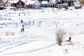 frozen river in Suzdal town in winter