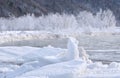 Frozen river and tree covered with snow Royalty Free Stock Photo