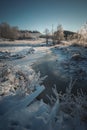 Frozen river in Udmurtia Royalty Free Stock Photo