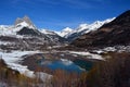 Frozen river in the valley