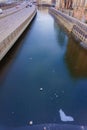 Frozen river water ice in the channel in Stockholm, Sweden Royalty Free Stock Photo