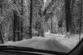 Frozen road highway 120 towards Yosemite Royalty Free Stock Photo