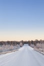 Frozen road in Lapland, Finland Royalty Free Stock Photo