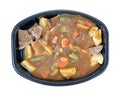 Frozen roast beef and vegetables tv dinner Royalty Free Stock Photo