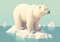 Frozen Royalty: A Majestic Polar Bear on a Lone Iceberg in the V