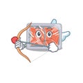 Frozen salmon in cupid cartoon character with arrow and wings