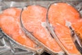 Frozen salmon fillets in a vacuum package Royalty Free Stock Photo