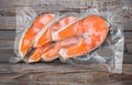 Frozen salmon fillets in a vacuum package Royalty Free Stock Photo