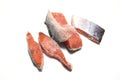 Frozen salmon fillets in a white background Royalty Free Stock Photo