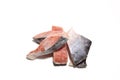 Frozen salmon fillets in a white background Royalty Free Stock Photo