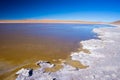 Frozen salt lake on the Andes, road trip to the famous Uyuni Salt Flat, travel destination in Bolivia.