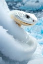 Frozen Serpent: A White Snake\'s Tale in the Antarctic Realm Royalty Free Stock Photo