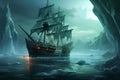 Frozen Ship iceberg. Generate Ai
