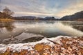 Frozen shore of Pocuvadlo lake during winter