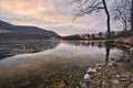 Frozen shore of Pocuvadlo lake during winter