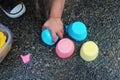 Frozen sidewalk paint preparation and use in a daycare/home school setting.