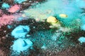 Frozen sidewalk paint preparation and use in a daycare/home school setting.