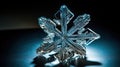 A frozen snowflake in the snow on the floor, in the style of crystalcore, focus stacking, silver and indigo, xmaspunk, Generative Royalty Free Stock Photo