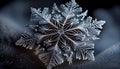 Frozen snowflake sparkles on frosty winter branch generated by AI