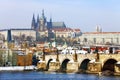 Frozen Snowy Prague gothic Castle