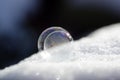 Frozen soap bubble - close up