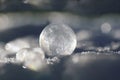 Frozen soap bubble - close up