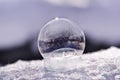 Frozen soap bubble - close up