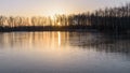 Frozen Stawiki lake in Sosnowiec in Poland