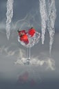 Frozen strawberry in fridge Ice Royalty Free Stock Photo