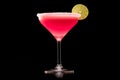 Frozen strawberry daiquiri garnished with slice of lime on a black background. Classic Hemingway cocktail Royalty Free Stock Photo