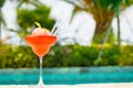 Frozen strawberry margarita cocktail at the edge of a resort poo Royalty Free Stock Photo