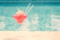 Frozen strawberry margarita cocktail at the edge of a resort poo Royalty Free Stock Photo