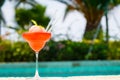 Frozen strawberry margarita cocktail at the edge of a resort poo Royalty Free Stock Photo