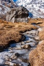 Frozen stream on the Annapurna Base Camp Trek, Nepal