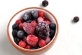 Frozen Summer Berries With Heart-Shaped Raspberry Royalty Free Stock Photo